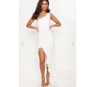 Pretty Little Thing white formal dress